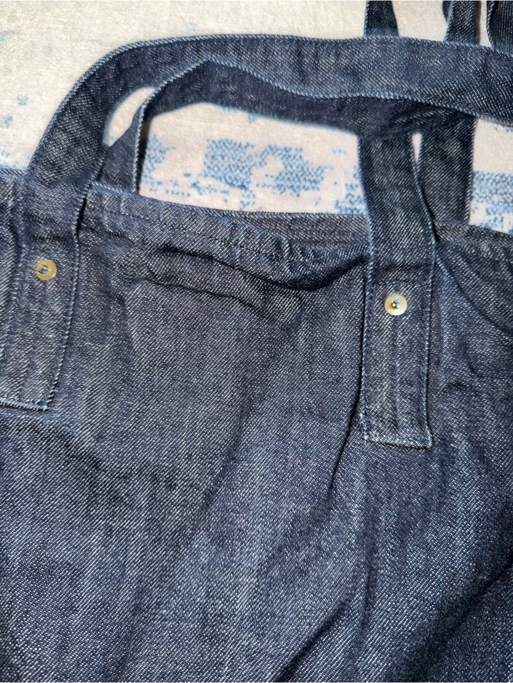 RAG & BONE INDIGO DENIM BLUE JEAN SHOPPER TOTE BAG 16” x 18” x 3” - Picture 3 of 6